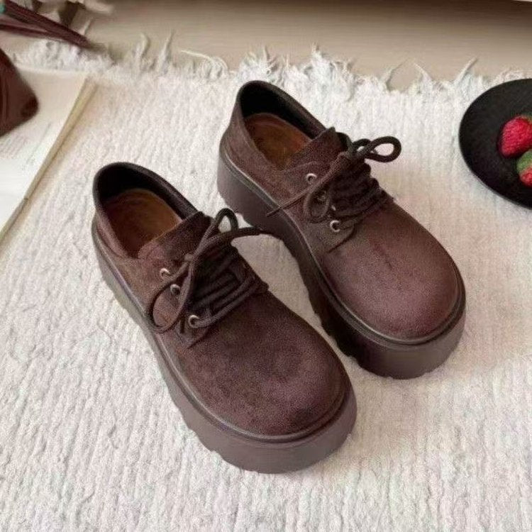 Damen Bequeme Plateau-Schnürschuhe aus Wildleder EB