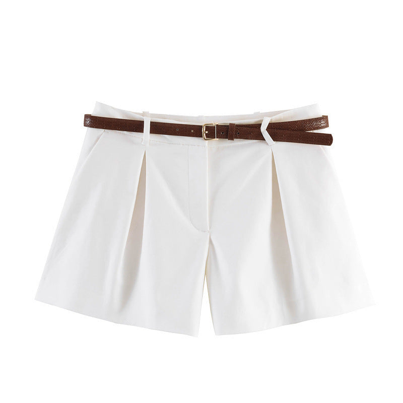 Damen elegante Polka-Dot-Shorts mit Gürtel EB