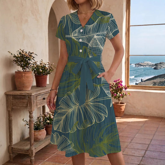 Damen Midi-Kleid mit floralem Design und bequemer Passform EB