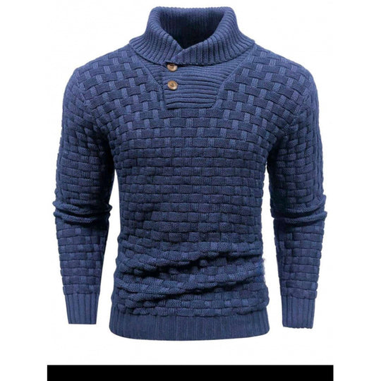 Herren Strickpullover mit Strukturiertem Muster und Modernem Stehkragen EB