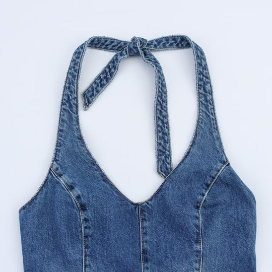 Damen Jumpsuit aus Denim mit Kreuzträgern EB