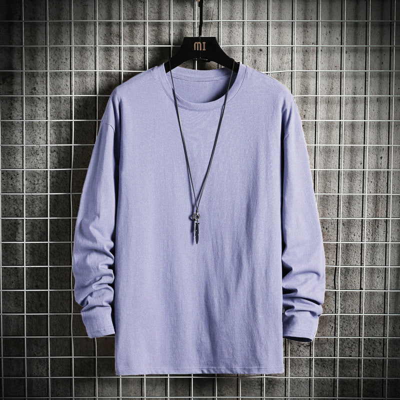 Herren nan lässiges Baumwoll-Basic-Langarmshirt mit Rundhals, Relaxed Fit und verstärkter Saumverarbeitung EB