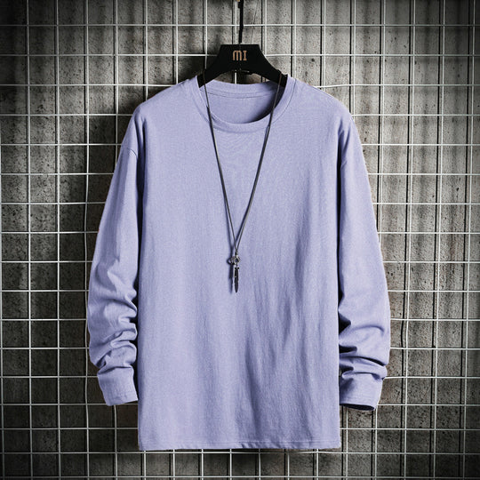 Herren nan lässiges Baumwoll-Basic-Langarmshirt mit Rundhals, Relaxed Fit und verstärkter Saumverarbeitung EB