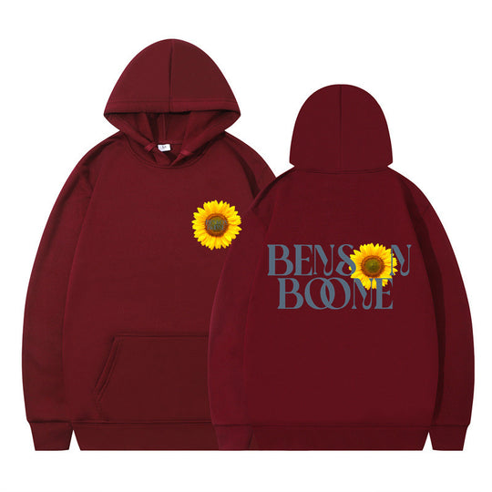 Damen Kapuzenpullover mit einzigartigem Sonnenblumenmotiv und bequemer Passform EB