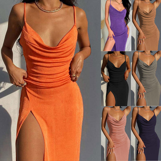 Damen figurbetontes Abendkleid mit elegantem Schlitz EB
