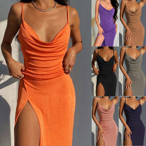 Damen figurbetontes Abendkleid mit elegantem Schlitz EB