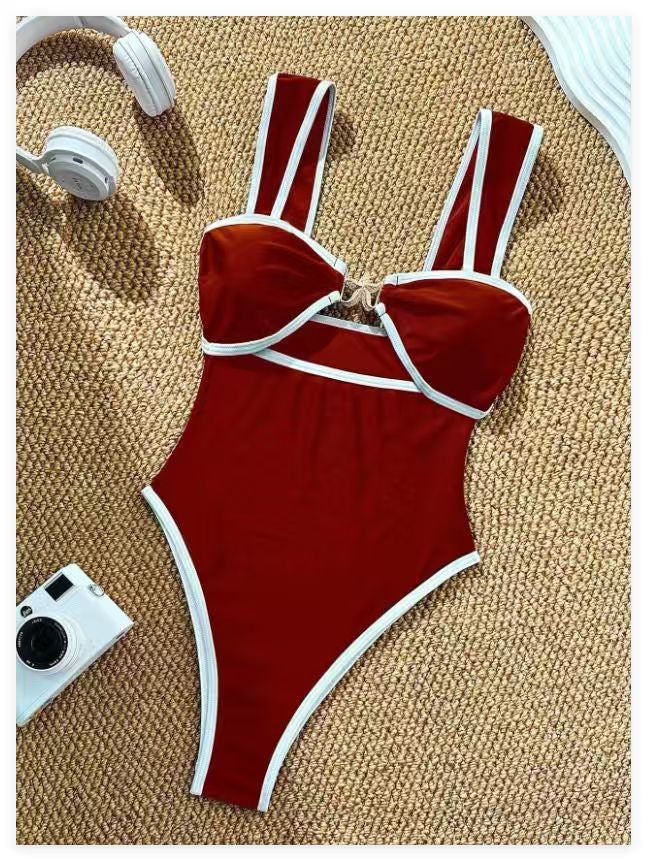 Damen Einteiler Badeanzug mit elegantem Schnitt und verstellbaren Trägern EB