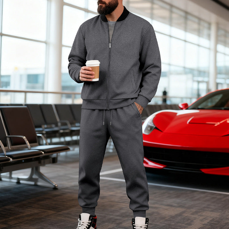 Herren nan sportlicher Freizeitanzug aus weicher Baumwollmischung mit Reißverschlussjacke und elastischer Jogginghose EB