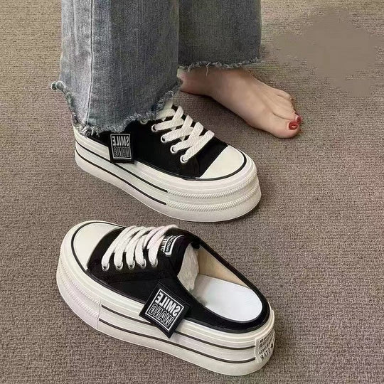 Damen lässige Plattform-Sneaker mit modischem Obermaterial und bequemer Dämpfung EB