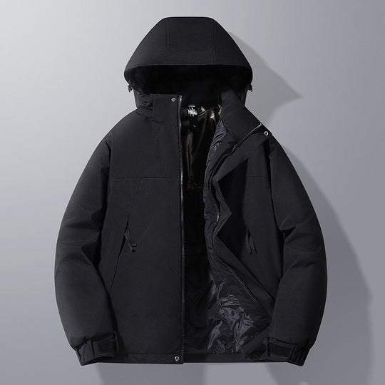 Herren Softshell-Isolationsjacke mit Kapuze, kontrastbesatz und verstellbaren Klettmanschetten EB