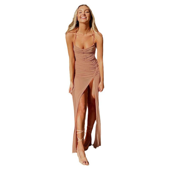 Damen Abendkleid mit tiefem Schlitz und elegantem Raffungselement EB
