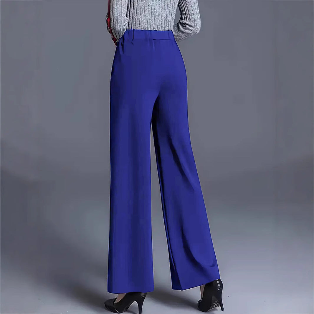 Damen Hochtaillierte Palazzo-Hose mit seitlichen Falten EB