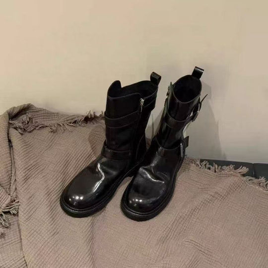 Damen Modische Stiefel mit verstellbarem Riemendesign EB