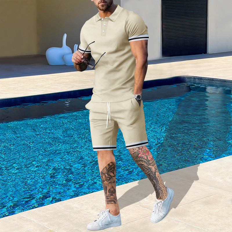 Herren Poloshirt und Shorts-Set mit sportlichen Akzenten EB