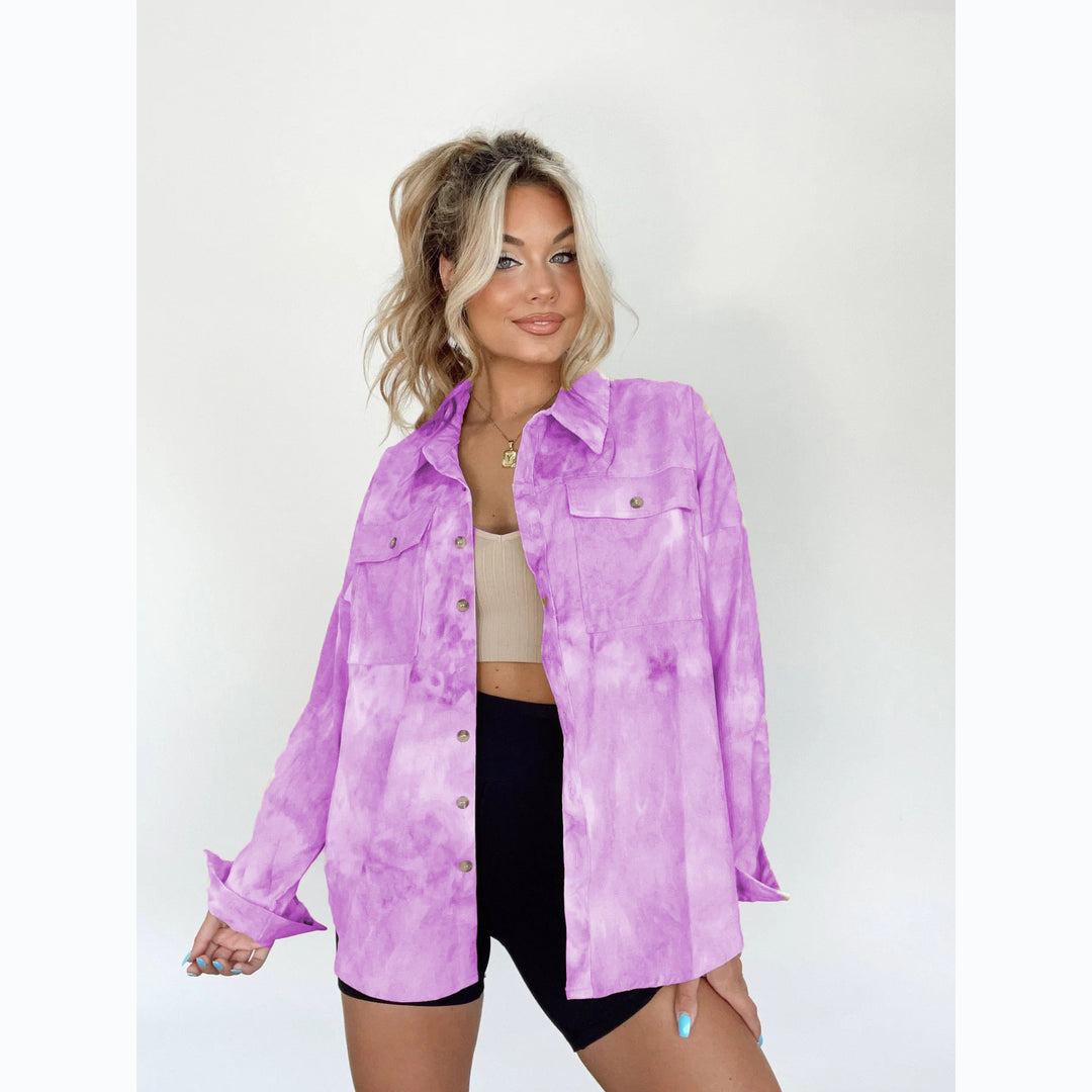 Damen Oversize Denim-Hemdjacke im angesagten Batikdesign EB