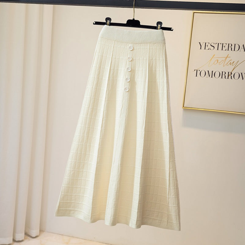 Damen Maxirock mit Struktur und Knopfdetails EB