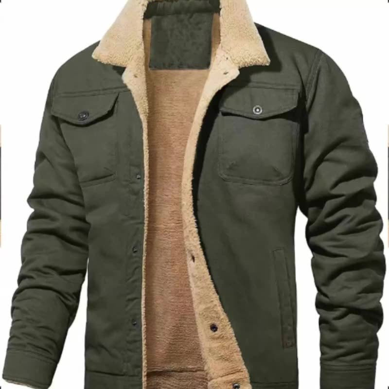Herren Sherpa-gefütterte Workwear-Jacke aus Baumwoll-Canvas EB