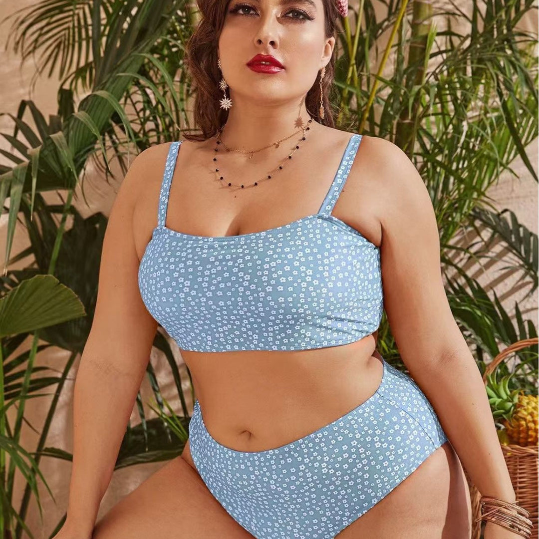 Damen Hochgeschnittener Bikini mit verspieltem Punktedesign EB