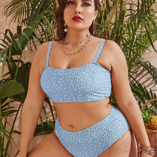 Damen Hochgeschnittener Bikini mit verspieltem Punktedesign EB
