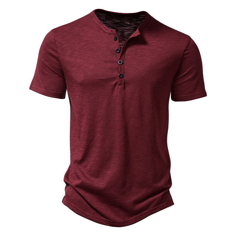 Herren Kurzarm-Henley-Shirt mit klassischem Knopfdesign EB