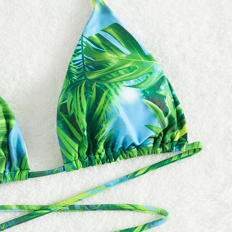 Damen Triangel-Bikini mit verstellbaren Bindebändern und floralem Design EB