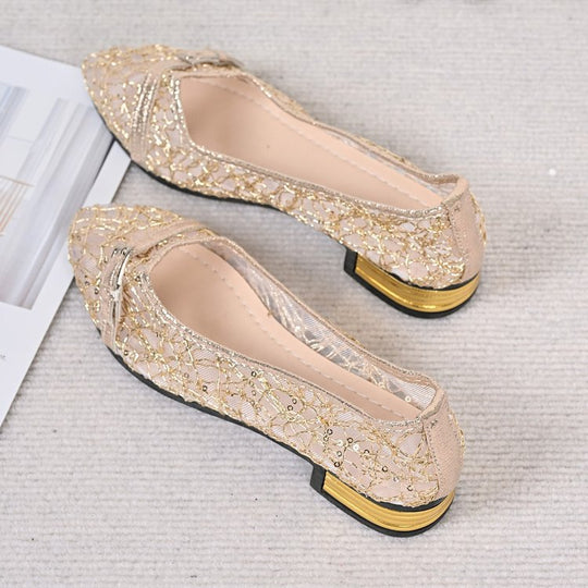 Damen Ballerina mit funkelnder Spitze und modischem Akzent EB
