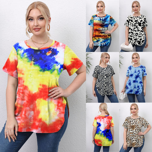 Damen lässiges T-Shirt mit modernem Batikdesign EB