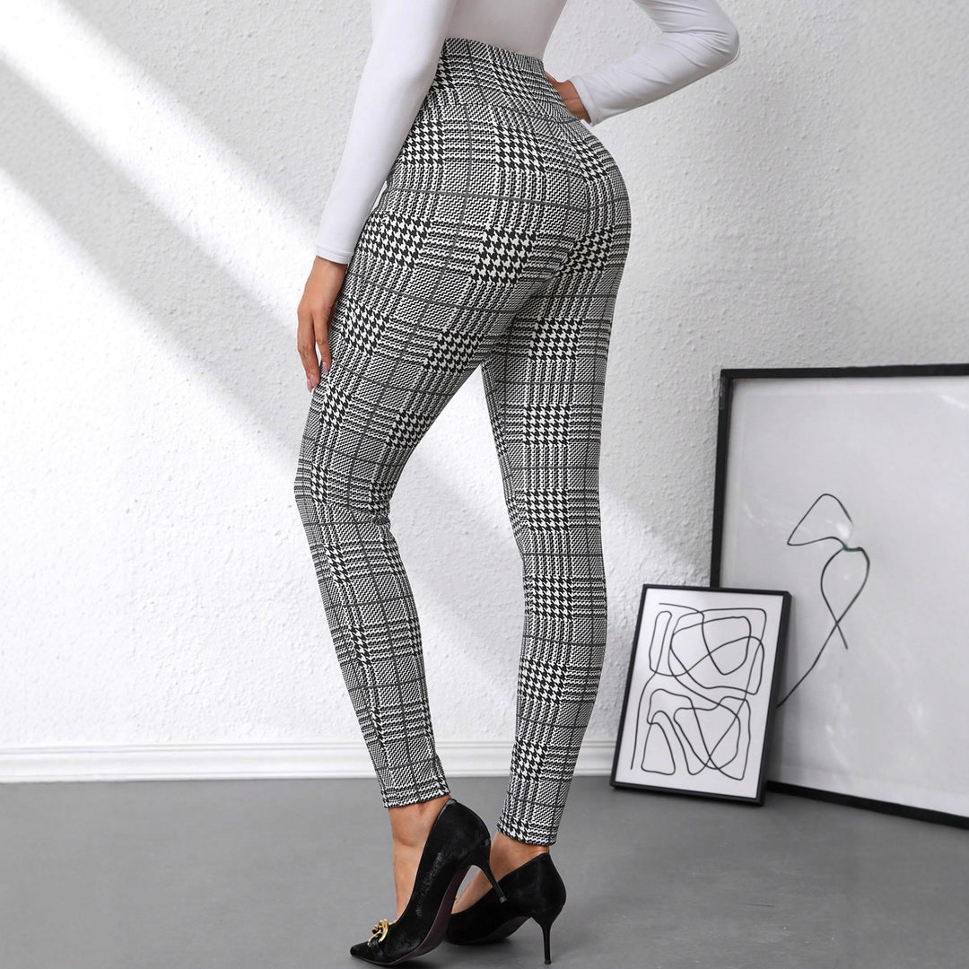 Damen Karierten High-Waist Hosen EB