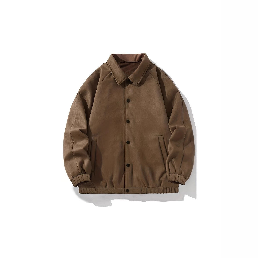 Herren lässige Overshirt-Jacke aus bequemem Softmaterial mit Druckknopfverschluss EB