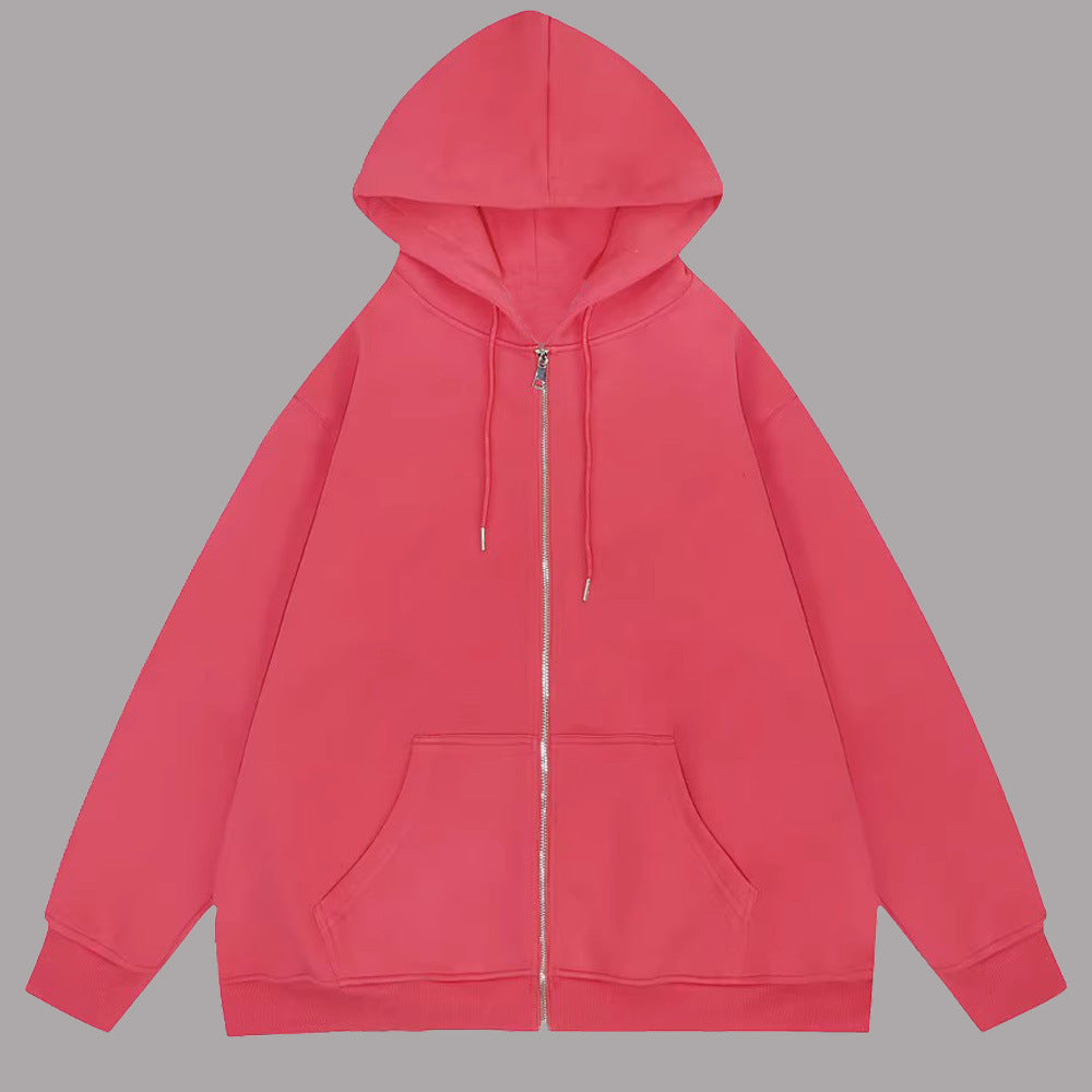 Unisex nan lässige Kapuzenjacke mit robustem Metall-Reißverschluss doppellagiger Kapuze und tiefen Känguru-Eingrifftaschen EB