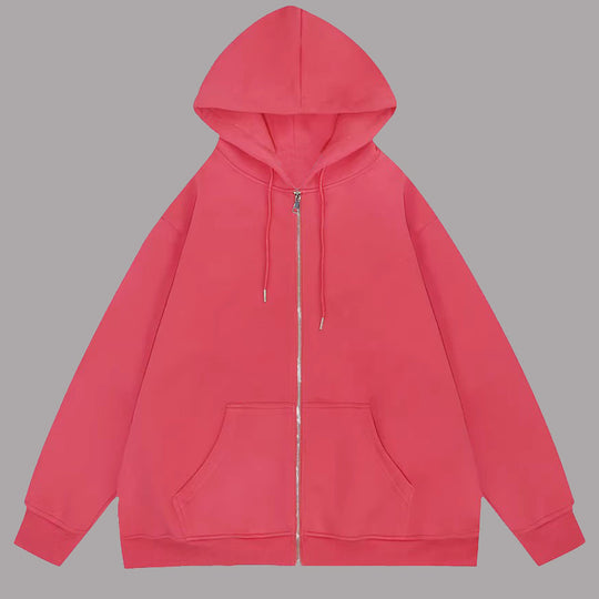 Unisex nan lässige Kapuzenjacke mit robustem Metall-Reißverschluss doppellagiger Kapuze und tiefen Känguru-Eingrifftaschen EB