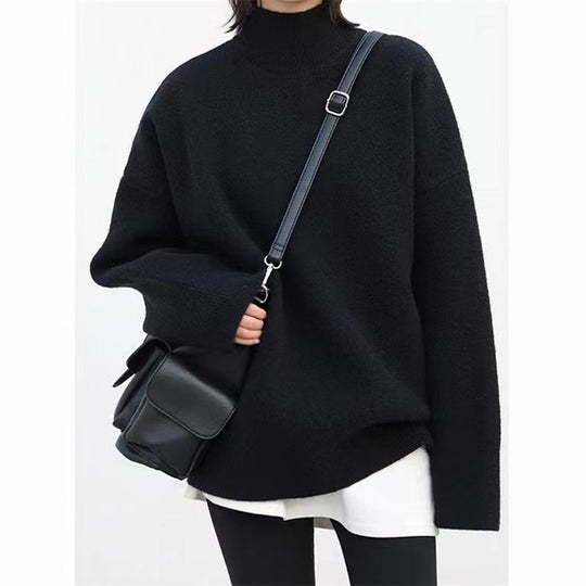 Damen Hochwertiger Rollkragenpullover mit oversized Schnitt und eleganten Ärmelabschlüssen EB