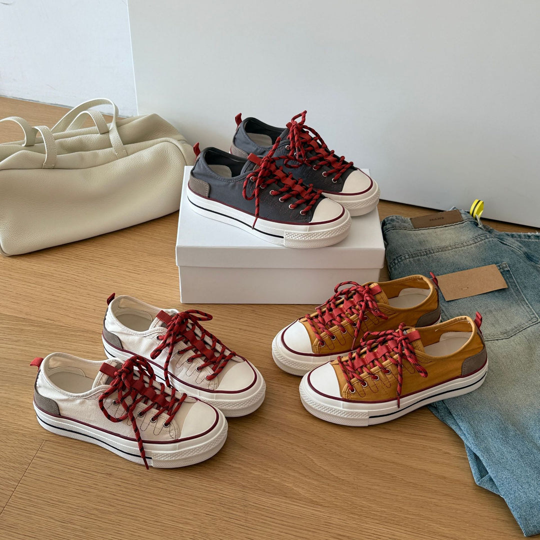 Damen Modische Sneaker mit atmungsaktiver Canvas-Oberfläche und robustem Sohlenprofil EB
