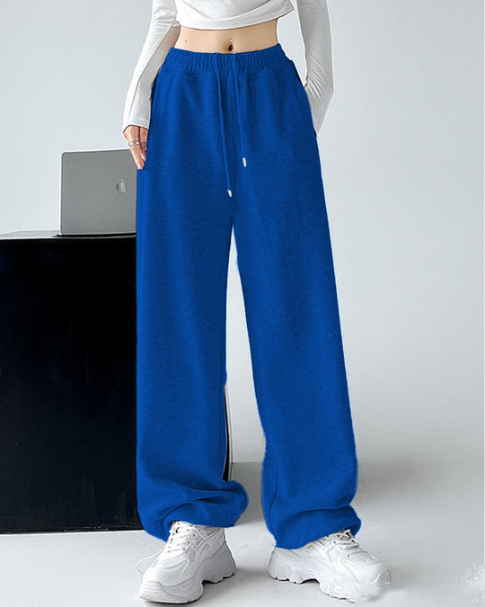 Damen nan extraweite Palazzo-Sweathose mit hohem Komfortbund, seitlichen Eingrifftaschen, Schlitz am Saum und Kordelzug EB