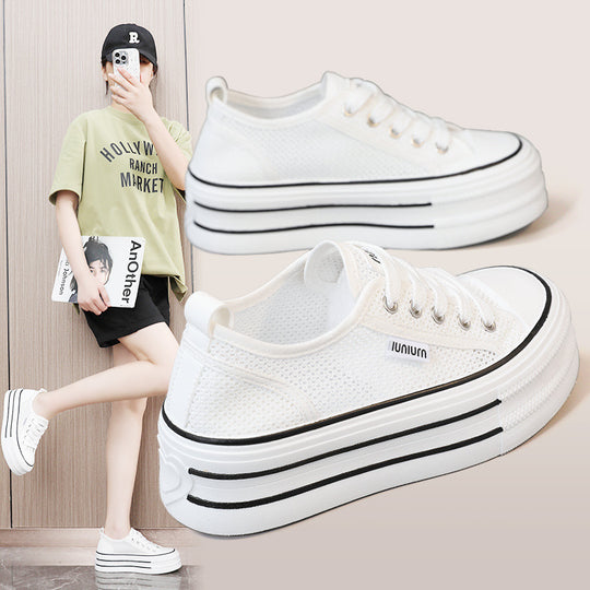 Damen Plattform Sneakers aus atmungsaktivem Mesh mit modischem Design EB