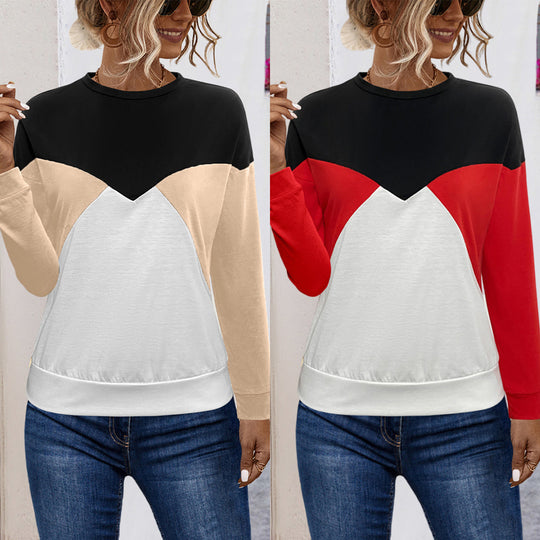 Damen lässiges Sweatshirt mit modischem Farbblock-Design EB