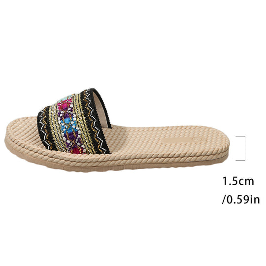 Damen Riemensandalen mit eleganter Blütenapplikation und rutschfester Sohle EB