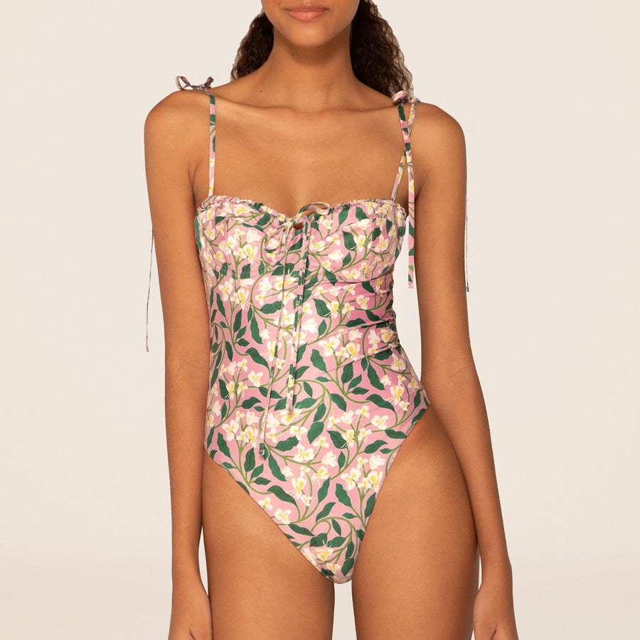 Damen Bikiniset mit verspielten Rüschen und hohem Taillenbund EB