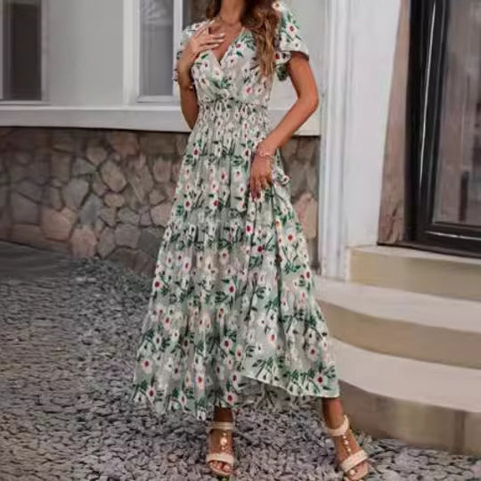 Damen Stufenmaxikleid mit floralem Muster EB
