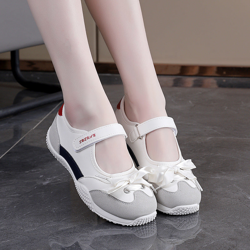 Damen sportliche Ballerinas mit verstellbarem Klettverschluss und bequemer Sohle EB