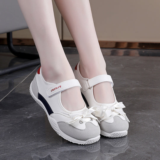 Damen sportliche Ballerinas mit verstellbarem Klettverschluss und bequemer Sohle EB