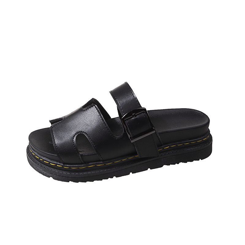 Damen bequeme Riemensandalen mit modischer Schnalle und gepolsterter Sohle EB