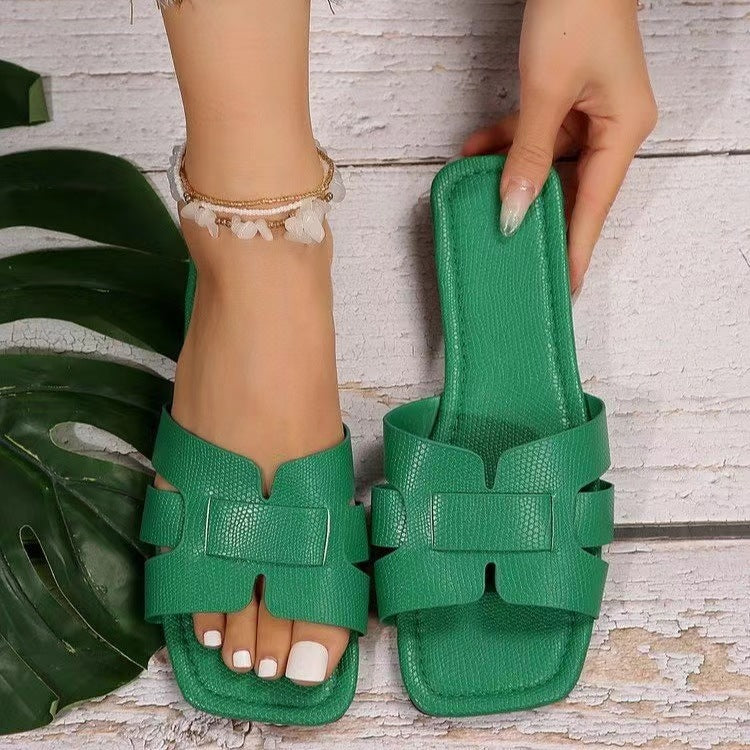 Damen Komfortable Slidesandalen mit modischem Riemen-Design EB