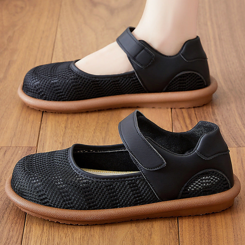 Damen Komfortable Ballerinas mit elastischem Klettverschluss EB