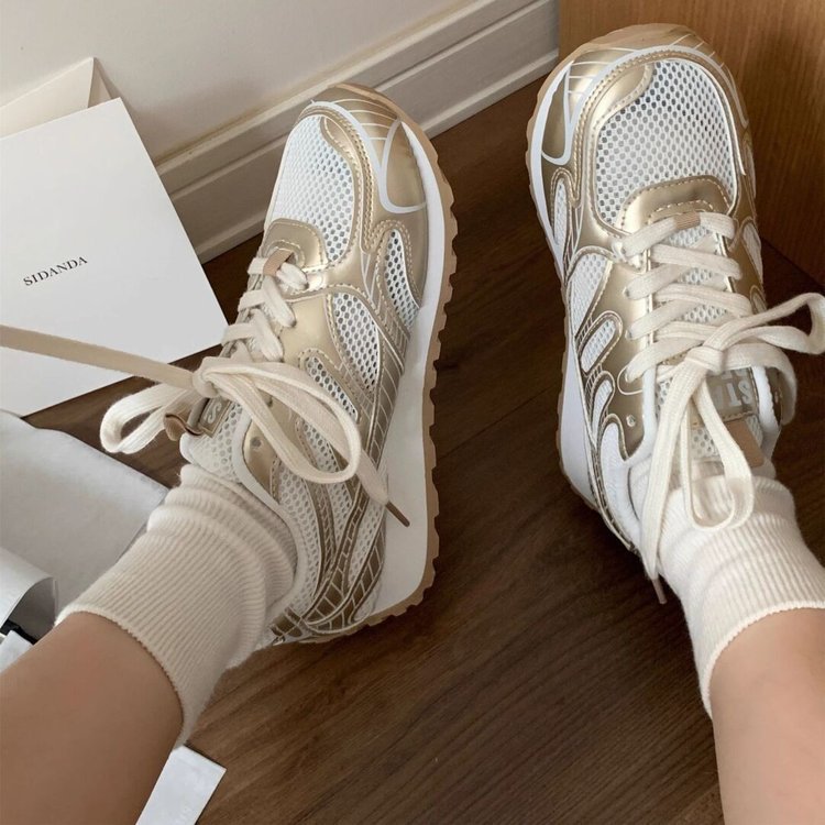 Damen Sportlich-elegante Mesh-Sneaker mit atmungsaktiver Sohle EB