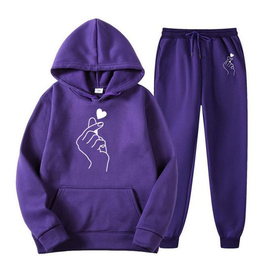 Damen Jogginganzug mit kreativem Herzmotiv und bequemer Passform EB