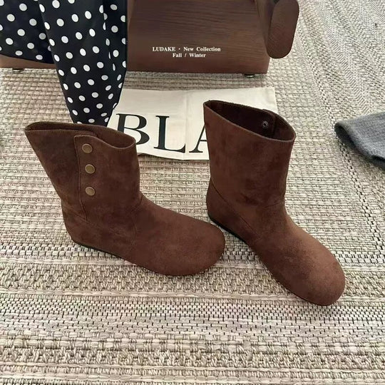 Damen Elegante Stiefel mit modischer Knopf-Dekoration EB