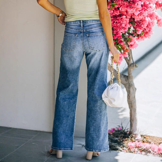 Damen Hight-Waist Jeans im lässigen Wide-Leg Schnitt EB