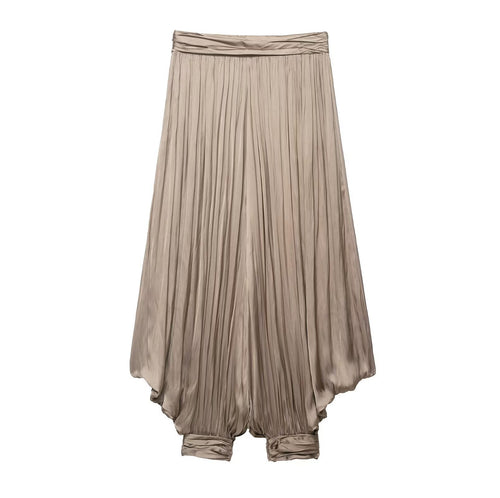 Damen Hochwertige Plisseehose mit elastischem Bund und schmalem Bein EB