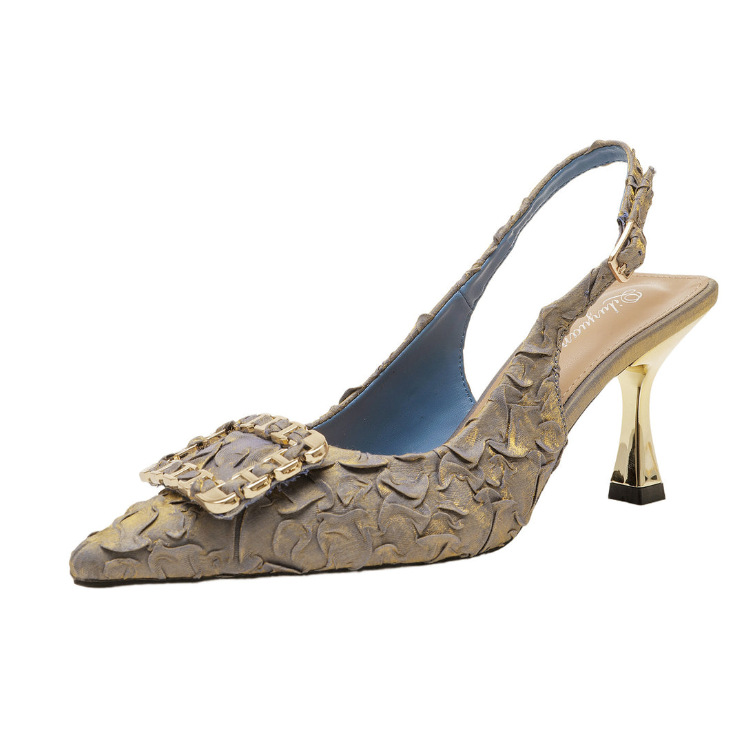Damen Slingback-Pumps mit elegantem Schmuckdetail und modischem Blockabsatz EB